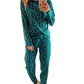 Green Christmas Candy Cane Printed Top and Pants Loungewear Set