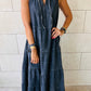 Blue Sleeveless Tiered Chambray Maxi Dress