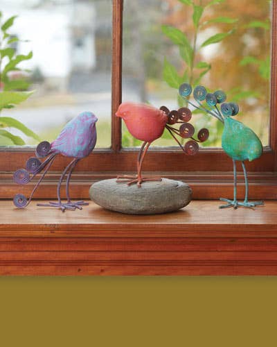 Ancient Graffiti - Terra Cotta and Wire Birds, Assorted Colors