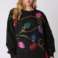 Black Sequin Bright Lights Oversized Christmas Sweatshirt