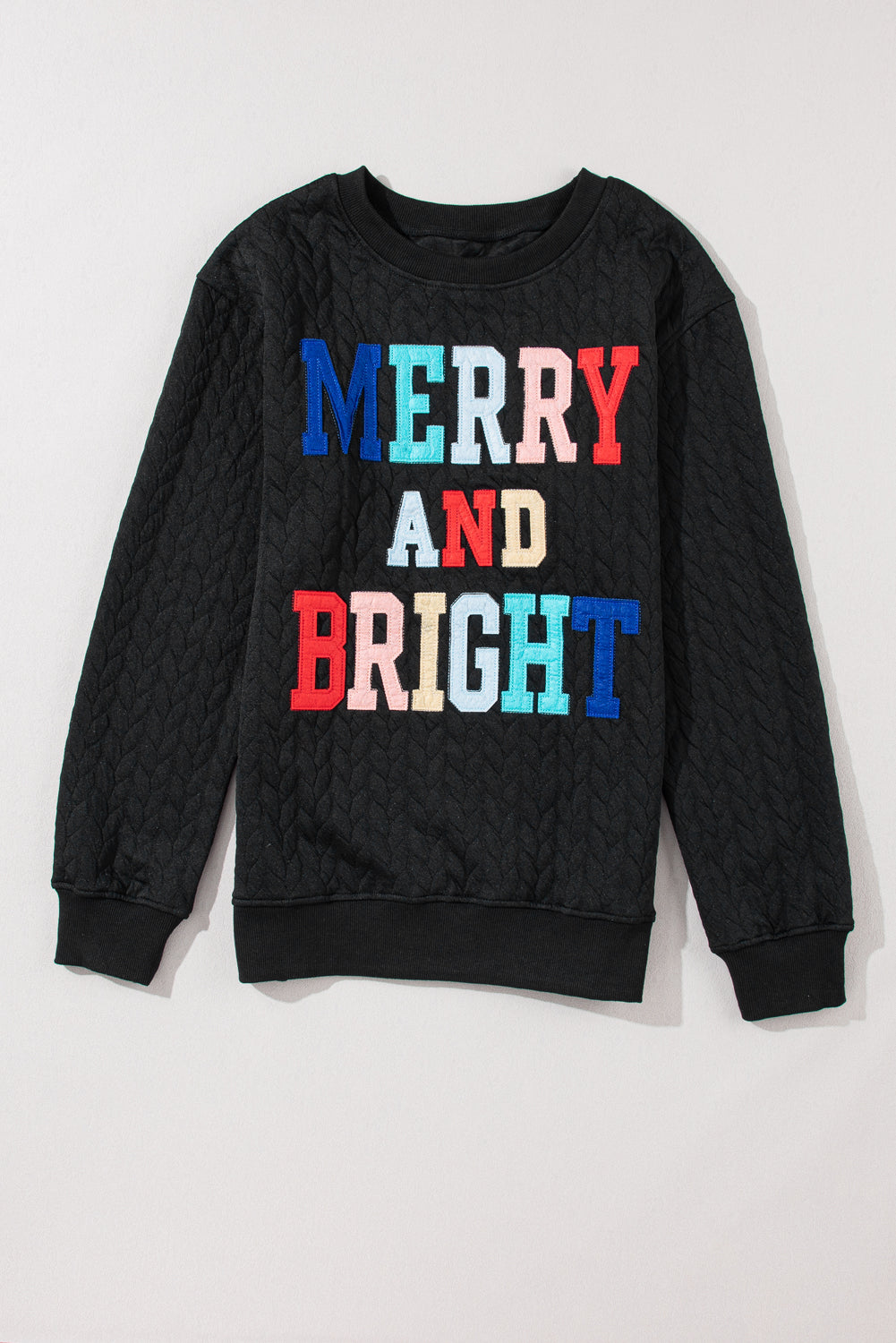 White Merry and Bright Quilted Sweatshirt