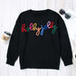 White Glitter Merry & Bright Round Neck Knit Sweater