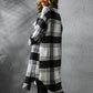 Plaid Collared Neck Long Sleeve Coat