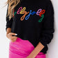 White Glitter Merry & Bright Round Neck Knit Sweater