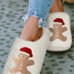 White Christmas Gingerbread Man Plush Slippers