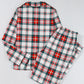 Red Christmas Plaid Long Sleeve Shirt and Pants Pajama Set