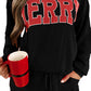 Racing Red Corded MERRY Long Sleeve Top and Shorts Pajama Set