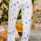 White Christmas Print Lapel Shirt and Pants Pajama Set