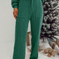 Evergreen Crinkle Rib JOLLY Pattern Long Sleeve Top and Pockets Pants Set