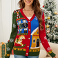 Racing Red Christmas Contrasting Jacquard Cardigan