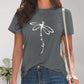 Dragonfly Graphic Round Neck Short Sleeve T-Shirt