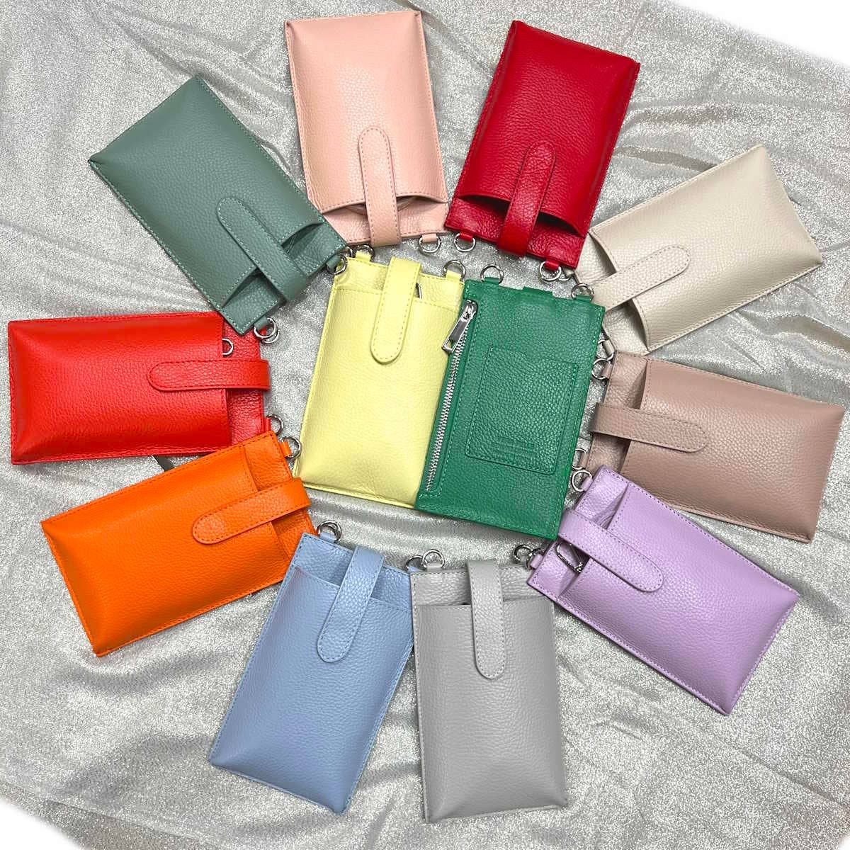 Suie Valentini srl - Summer genuine leather phone bag, Made in Italy, art. 112560: D.Orange