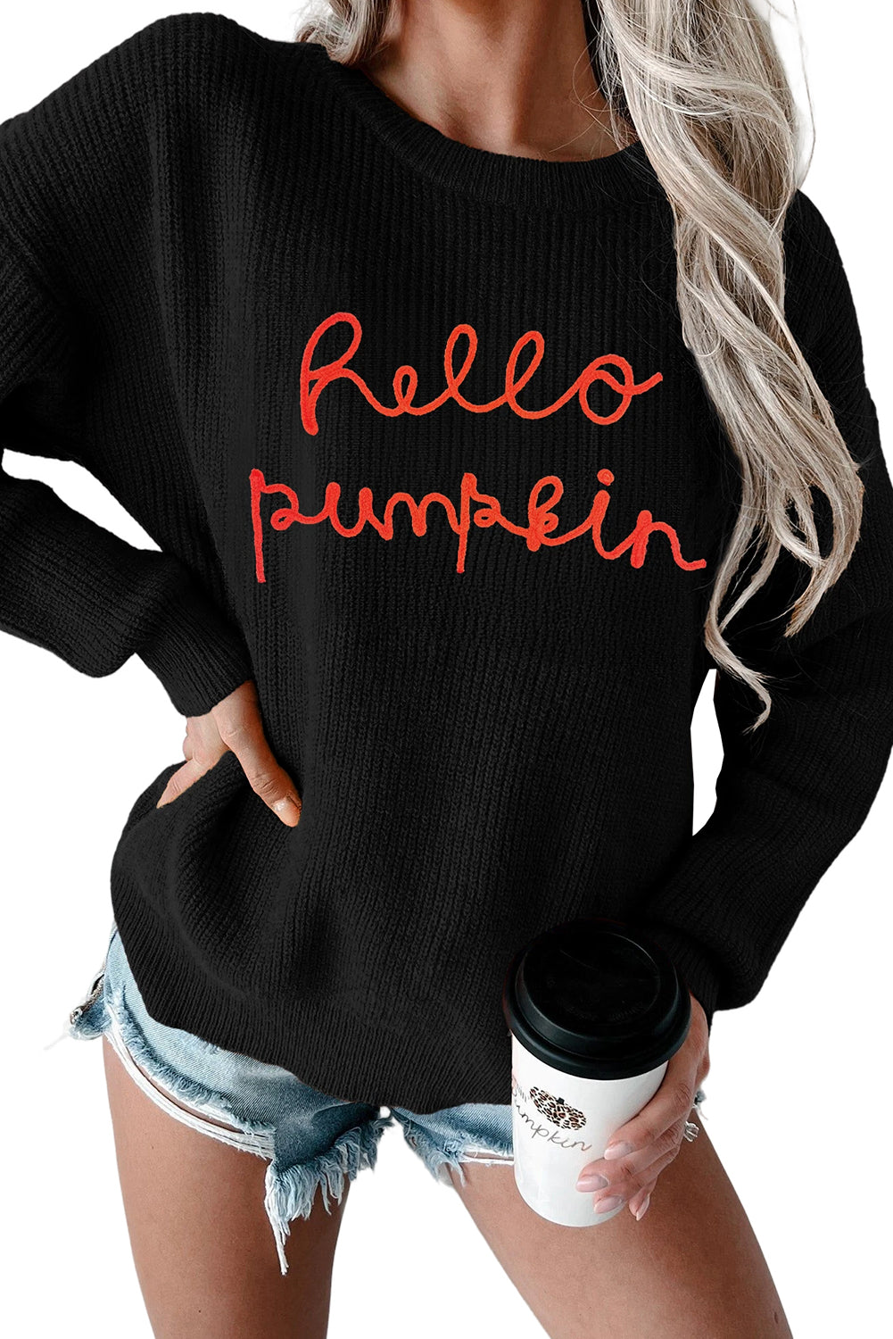 Flamingo Hello Pumpkin Graphic Sweater