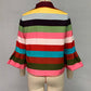 UZ Wholesale Puff Sleeves Multi-Colored Thick Striped Lapel Blouses&Shirts Tops: COLORFUL / L