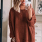 Gold Flame Loose Round Neck Textured Sweater