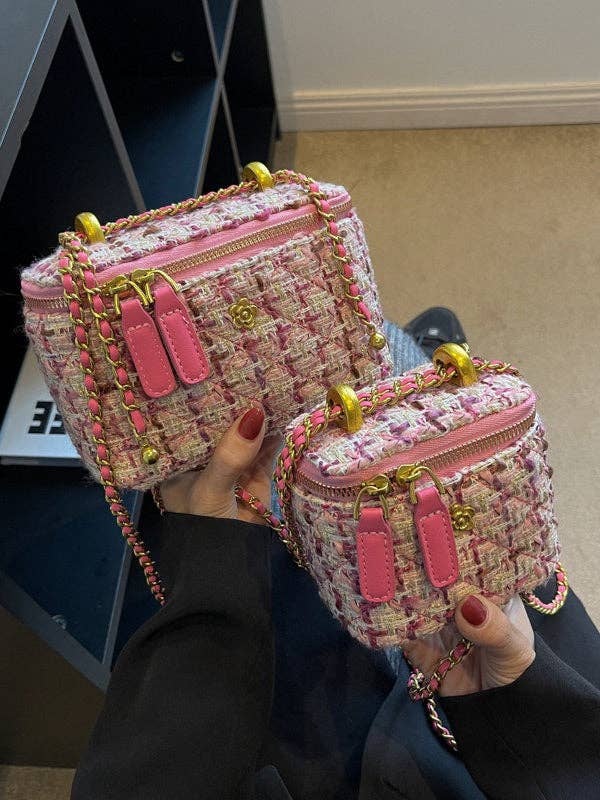 UZ Wholesale Store - Chains Geometric Zipper Crossbody Bags Bags Accessories Bags: PINK / LARGE SIZE