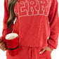 Racing Red Corded MERRY Long Sleeve Top and Shorts Pajama Set