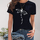 Dragonfly Graphic Round Neck Short Sleeve T-Shirt