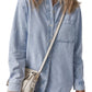 Beau Blue Long Sleeve Buttoned Chest Pocket Denim Shirt