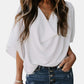 Full Size Cowl Neck Three-Quarter Sleeve Blouse