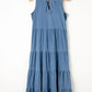 Blue Sleeveless Tiered Chambray Maxi Dress