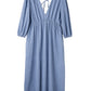 Myosotis Chambray Deep V Neck Bracelet Sleeve Maxi Dress