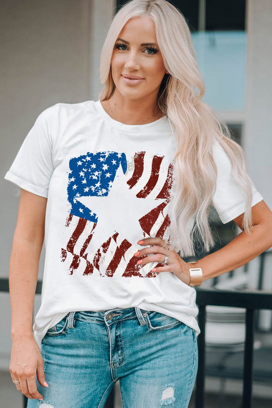 USA Flag Graphic Round Neck Tee