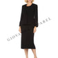 Giovanna - 3pc Collarless Clean Lines Detailed Skirt Suit: DARK NAVY / 16