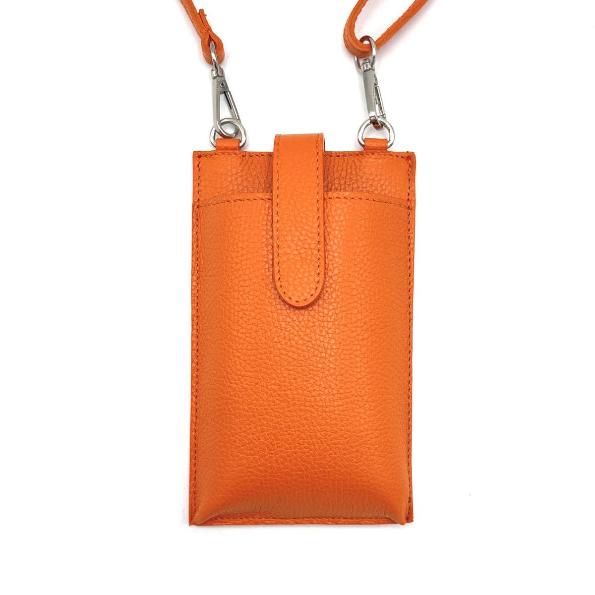 Suie Valentini srl - Summer genuine leather phone bag, Made in Italy, art. 112560: D.Orange