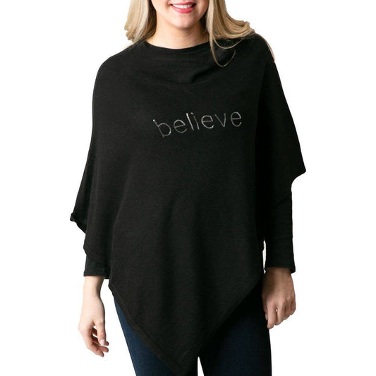 Top It Off - Holly Boardwalk Poncho-  29 Colors: Black with Silver Believe