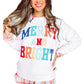 White Merry and Bright Quilted Sweatshirt