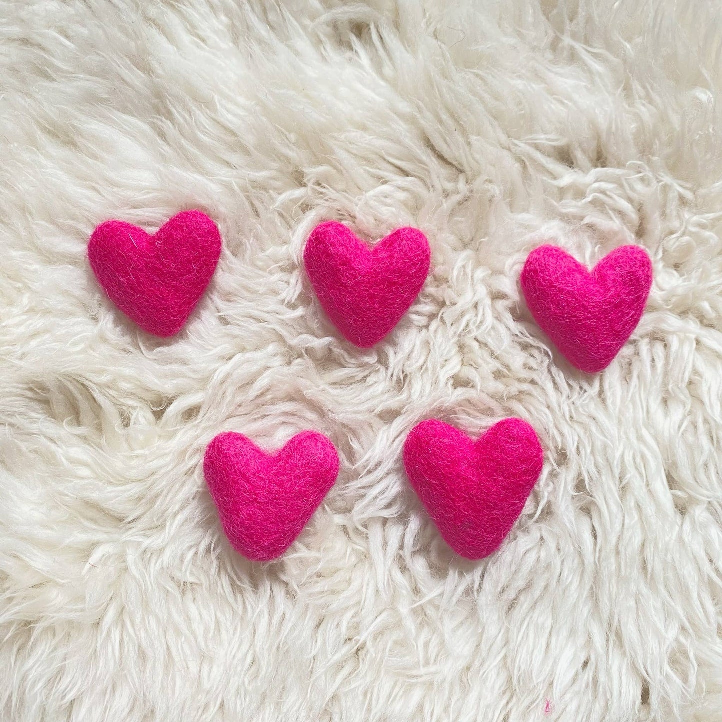 Sheep Farm Felt - Dark Pink Hearts- Set of 20