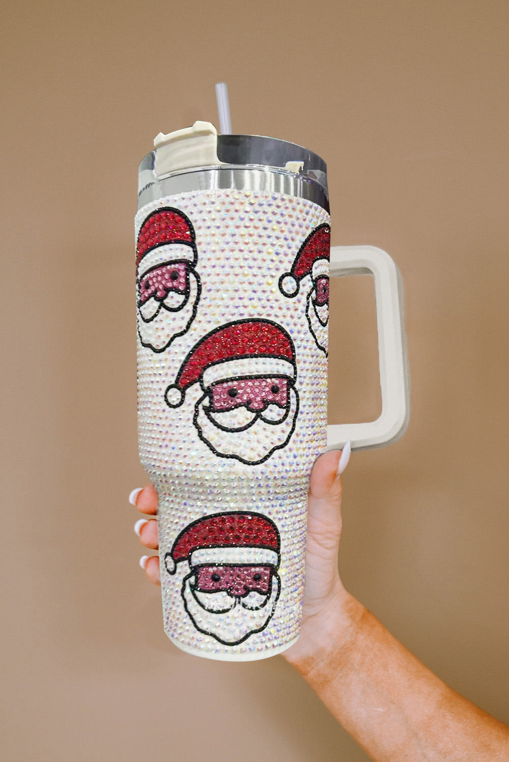 White Christmas Santa Diamond Water Cup