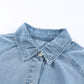 Light Blue Casual Buttoned Ruffle Denim Short Dress