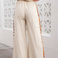 White Ric Rac Trim Long Sleeve Top and Wide Leg Pants Set