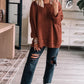 Gold Flame Loose Round Neck Textured Sweater