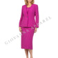 Giovanna - 3pc Collarless Clean Lines Detailed Skirt Suit: DARK NAVY / 16