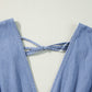 Myosotis Chambray Deep V Neck Bracelet Sleeve Maxi Dress