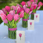 FreshCut Paper LLC - Pink Tulips (8 Pop-up Greeting Cards)