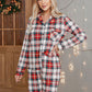 Red Christmas Plaid Long Sleeve Shirt and Pants Pajama Set