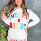 White Merry and Bright Quilted Sweatshirt