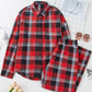 Red Christmas Checkered Pattern Loose Shirt and Pants Pajama Set