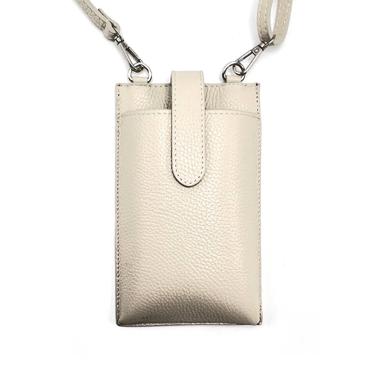 Suie Valentini srl - Summer genuine leather phone bag, Made in Italy, art. 112560: D.Orange