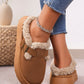 Thermal Fuzzy Buckle Platform Slippers