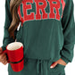 Racing Red Corded MERRY Long Sleeve Top and Shorts Pajama Set