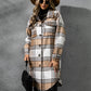 Plaid Collared Neck Long Sleeve Coat