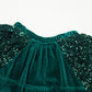 Evergreen Velvet Sequin Patchwork Sleeve Button Up Blouse