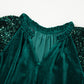 Evergreen Velvet Sequin Patchwork Sleeve Button Up Blouse