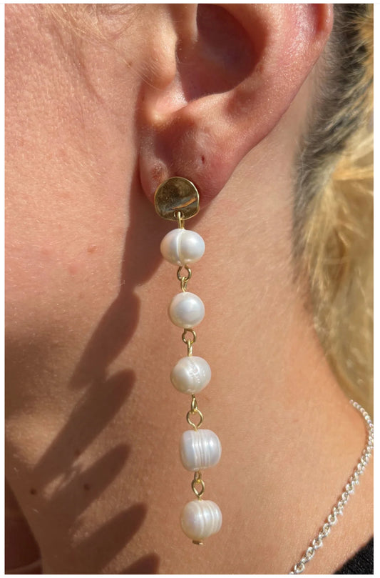 Karine Sultan Fresh Water Pearl/Gold Accent Drop Earrings