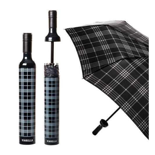 Vinrella - Black Plaid Bottle Umbrella